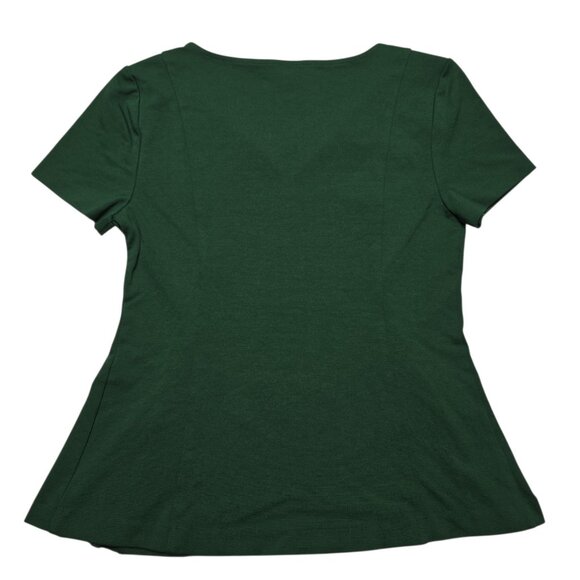 Ann Taylor Top Womens Medium Green Fit and Flare V Neck Blouse Stretch Career - Picture 9 of 11